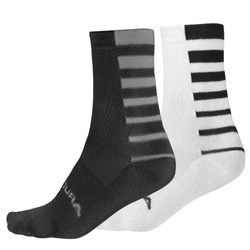 SKARPETY ROWEROWE ENDURA COOLMAX STRIPE (2-pak)  Blk/Blk
