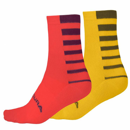 SKARPETY ROWEROWE ENDURA COOLMAX STRIPE (2-pak)  Or/Or